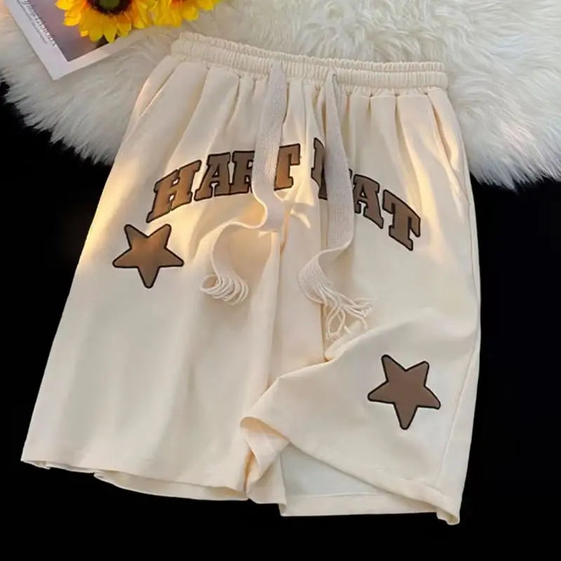 Summer Men Y2k Shorts Letter star Foam Print Shorts