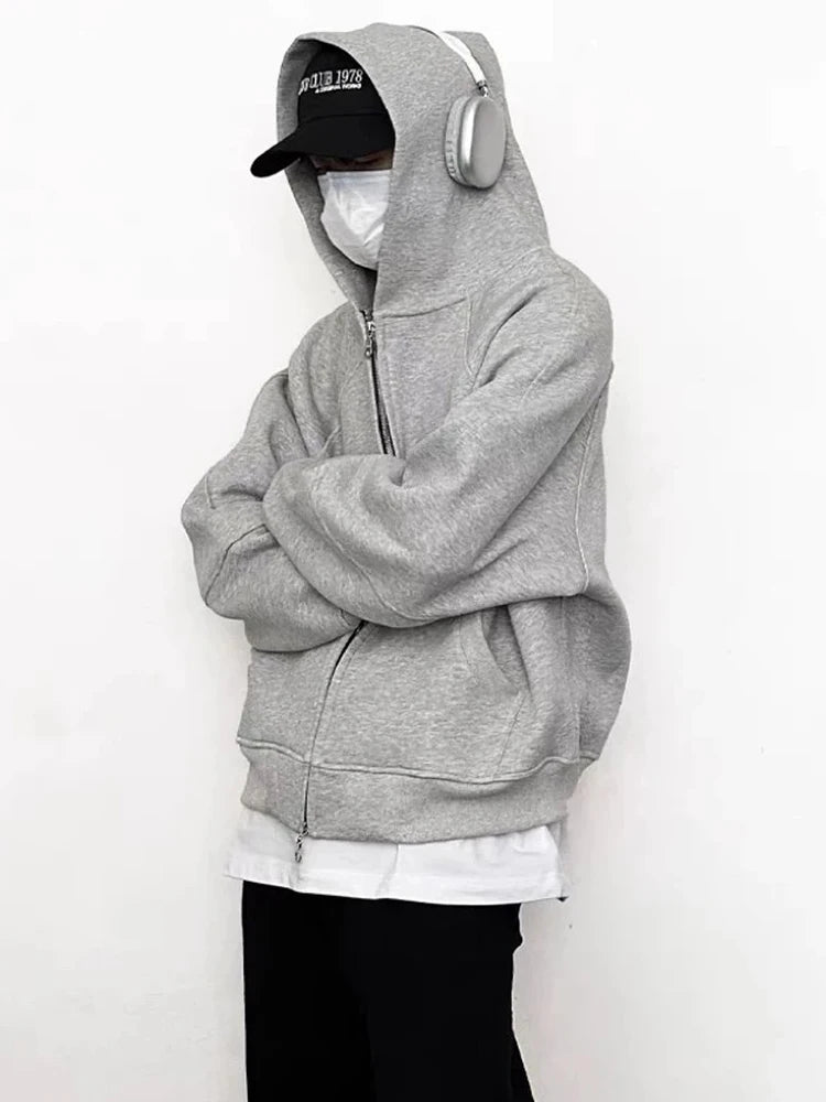 Solid Color Y2k Hoodies Hip Hop Men Streetwear