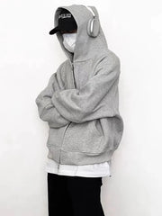 Solid Color Y2k Hoodies Hip Hop Men Streetwear