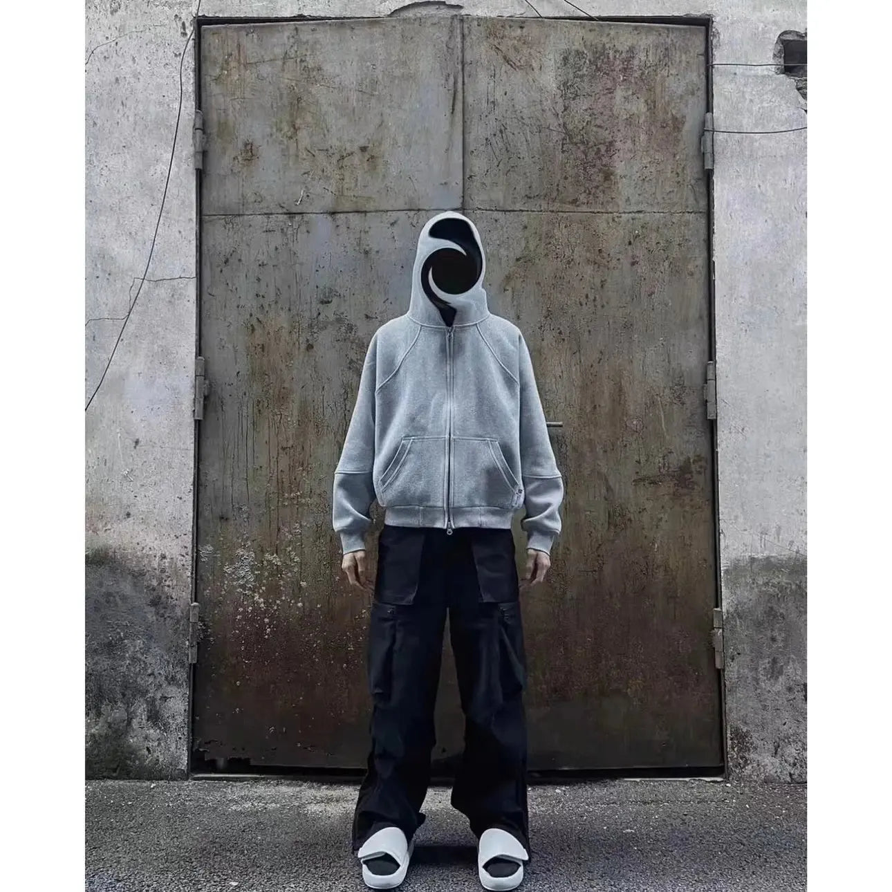 Solid Color Y2k Hoodies Hip Hop Men Streetwear