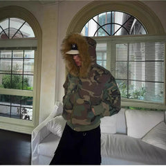 Streetwear Jacket Camouflage Zipper Hoodie