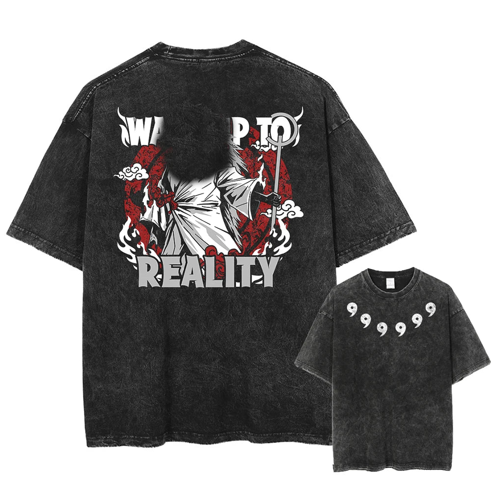 Madara Vintage Washed Black Anime Print T Shirt Streetwear
