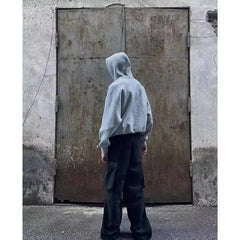 Solid Color Y2k Hoodies Hip Hop Men Streetwear