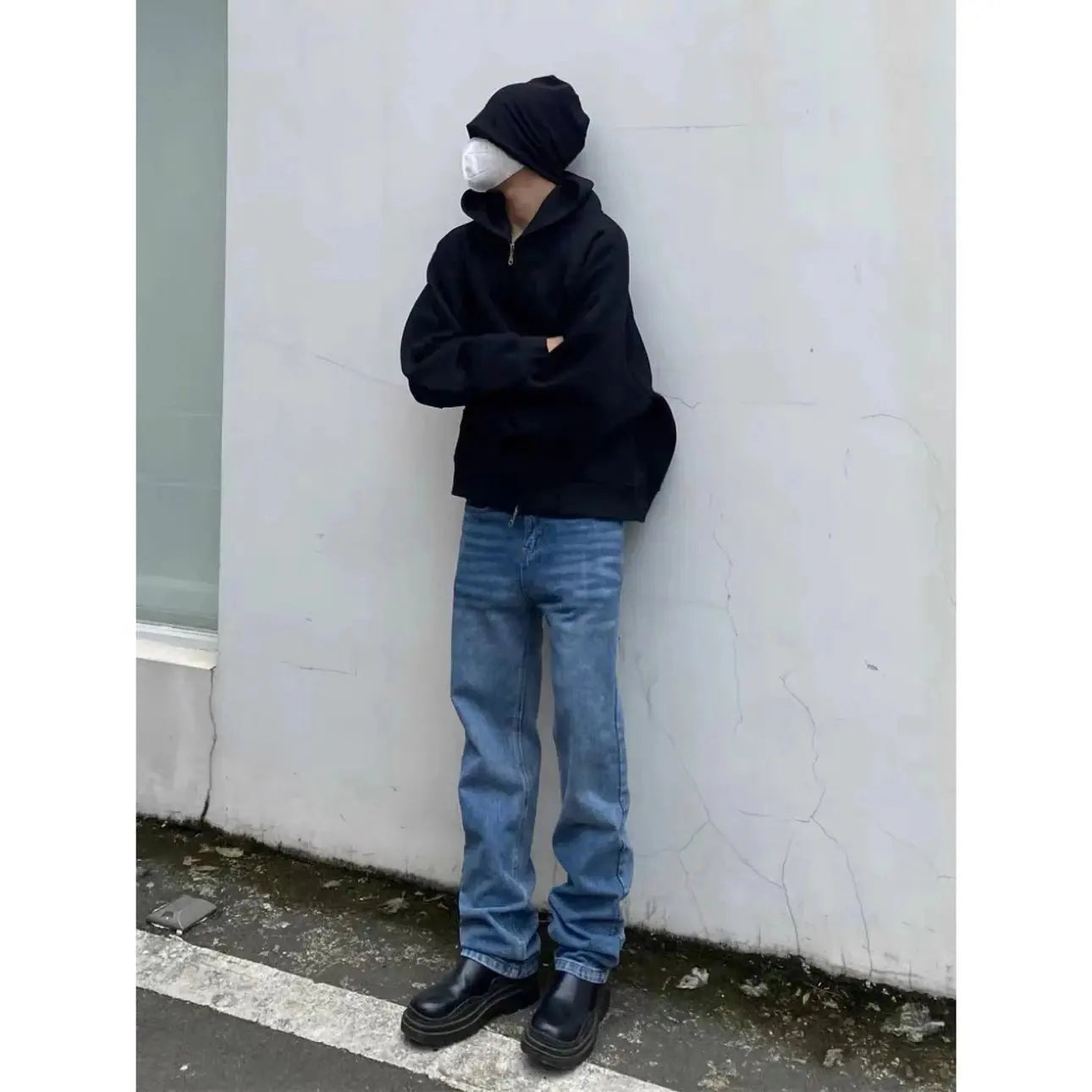 Solid Color Y2k Hoodies Hip Hop Men Streetwear