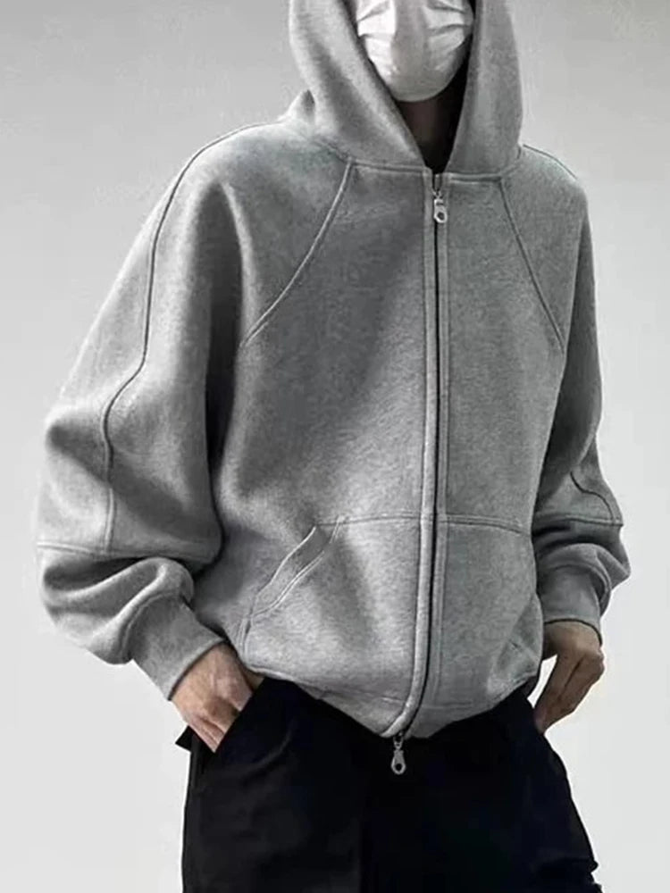 Solid Color Y2k Hoodies Hip Hop Men Streetwear