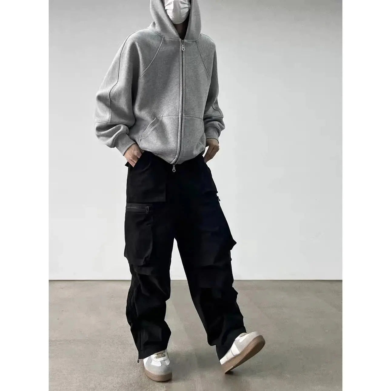 Solid Color Y2k Hoodies Hip Hop Men Streetwear